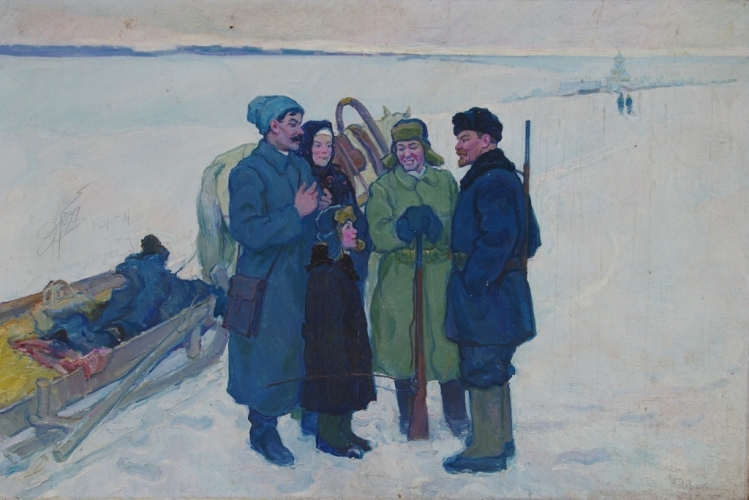 Ленин с крестьянами 100-150 холст, масло 1960г.