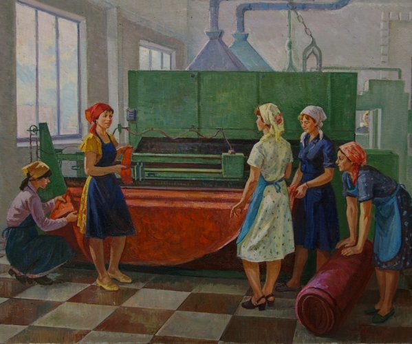 Текстильщики 150-180 холст, масло 1982г.