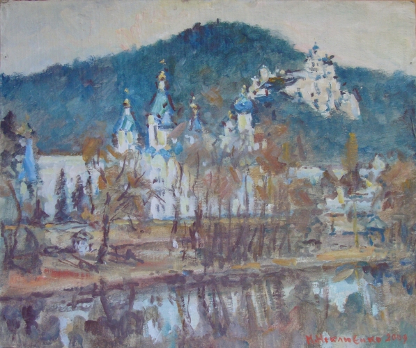  Святогорский монастырь 50-61 см.  оргалит масло  2008 