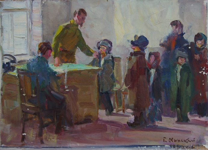 Дзержинский и дети  32-49 см. картон масло   1949 г.