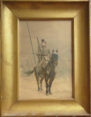 Портрет всадника с пикой 31-21,5  см., литография 1893 год 
