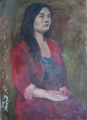  Портрет девушки в красном  50-70 см. холст масло 1970е 