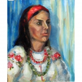 Портрет девушки в национальном костюме 60-50 холст, масло