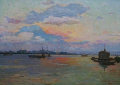 Вечереет 99-140 см. холст масло 1961 г.