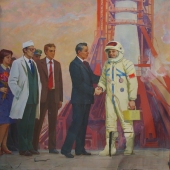  Космонавт 169-169 см. холст масло 1970е  