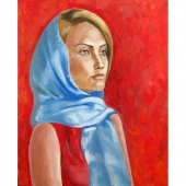 Портрет с синим шарфом 60-50 холст, масло