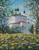 Сретенская церковь, картон, масло, 40-50 см., 1992 год 