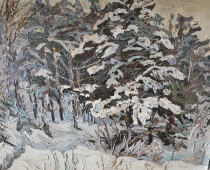 Зимний лес 60-60 см., картон, масло 1940