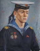 Портрет  моряка  50-40см. холст масло 1970е 