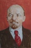  Портрет Ленина 21-13 см. бумага, смешанная техника  1970е 