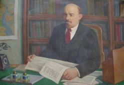 Ленин за чтением газеты 80-120 холст, масло
