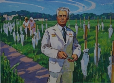 Портрет героя труда  30-41 см. картон масло   1987 г 