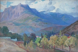Осень в горах 41-61 гуашь, пастель, картон, масло 1962г.