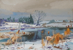 Зимний пейзаж 20-13.5 см. картон 1980е 