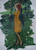 Девушка в парке 50-69 см.  картон масло 1967г 