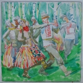 Народный танец 20-20 см. бумага акварель 1970е 