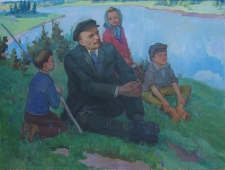 Ленин и дети 120-160 холст, масло 1972г.
