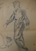 Портрет мужчины 78-57 см. бумага графит  1970е 
