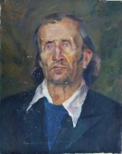  Портрет мужчины в синем полувере  50-40 см. холст масло 1970е 