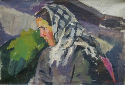  Портрет сельской девушки  48-70 см. холст масло   1970е 