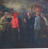 Ленин беседует с крестьянами 178-180 см. холст масло 1970г. 