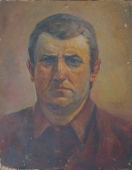 Портрет мужчины на коричневом фоне  44-34,5 см.  картон масло  