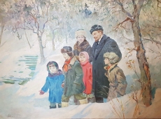 Ленин с детьми 115-150 см. холст, масло 1968 г.
