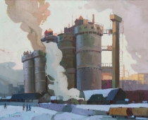 Завод 80-100 см., холст, масло 1976г  