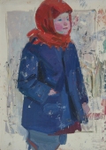 Портрет девочки  48-33 см. картон масло 1960е. 
