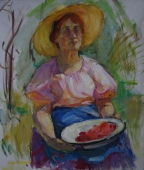 Девушка с  ягодами 70-60 см. холст масло 