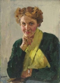 Портрет девушки 60-50 см. холст масло 1958г 