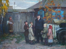 Ленин с детьми 120-160 см. холст масло  1986г 