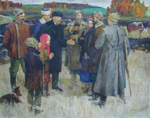 Ленин в поле с крестьянами 132-170 см. холст масло 1969г 