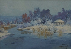 Река Лугань зимой 23,5-33 см. картон масло 1978г 