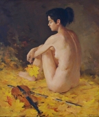 Девушка со скрипкой  91-79 см. холст масло  2004г  