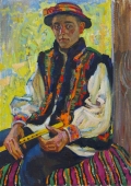  Портрет гуцульского мальчика  70-49,5см.  картон масло 1950г