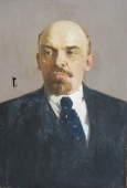 Портрет Ленина 150-100 см. холст, масло 1970е  