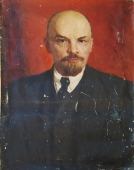  Ленин на красном фоне  130-100 см. холст масло 1959г 