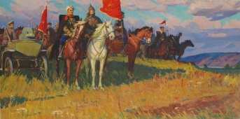 Всадники революции 90-180 см., холст, масло 1974 год
