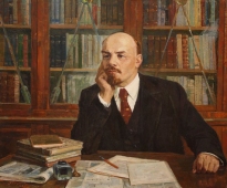  Ленин в библиотеке  99-120 см. холст масло 1984 г