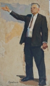 Портрет мужчины  70-40,5 см. картон масло 1970е  