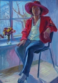 Портрет женщины в шляпе  100-70 см. холст, масло 2000е 