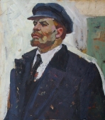 Портрет Ленина 53-46 см. картон масло 1968г 