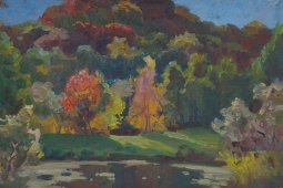 Осенний пейзаж  32-47 см. картон масло 1930е.