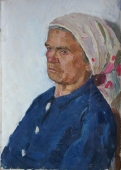  Портрет женщины в косынке  49-35см.  картон масло 19 70е 