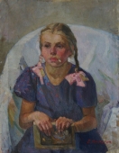 Портрет девочки 66-50 см. холст масло 1970г 