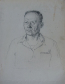 Портрет мужчины  39-17,5 см. бумага графит 1960е 