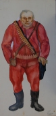  Портрет охотника  50-25 см.  бумага акварель 1980г 