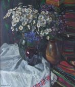 Натюрморт ваза с цветами 70-80 см., холст, масло 1981 год 