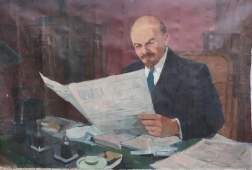 Ленин читает Искру 100-150 см., холст, масло 1967г  